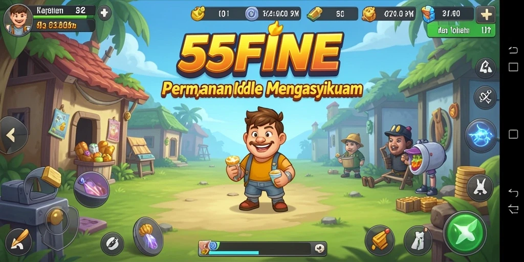 Tampilan gameplay 55FIVE yang mengasyikkan dan penuh warna.