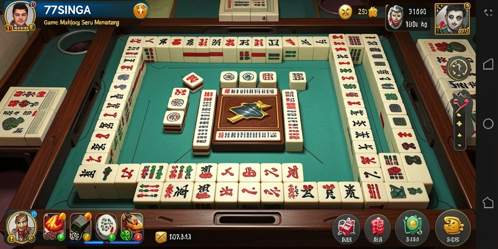 Tampilan gameplay seru dalam Mahjong menggunakan 77SINGA.