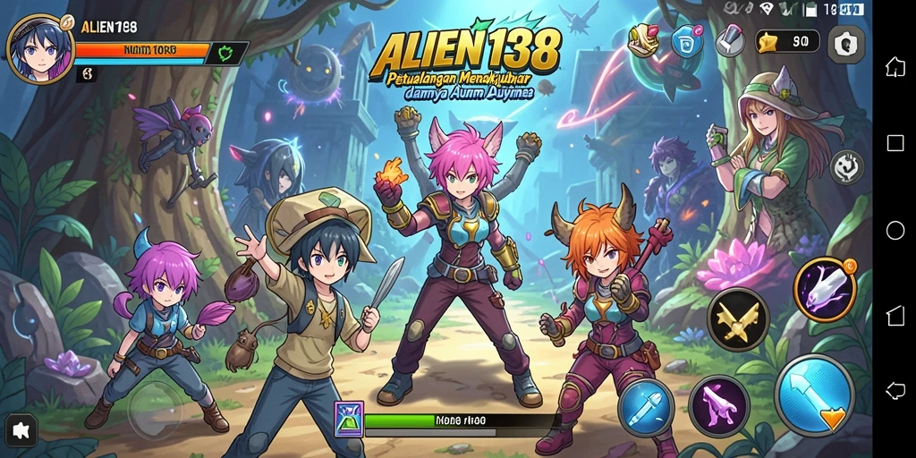 Tampilan gameplay yang memukau dengan karakter anime yang hidup.