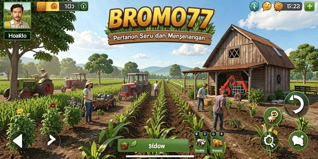 Tangkapan layar <strong>BROMO77</strong> menampilkan gameplay pertanian yang menarik dan interaktif.