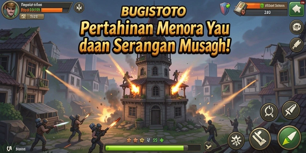 Screenshot menampilkan serunya gameplay Tower Defense di BUGISTOTO.