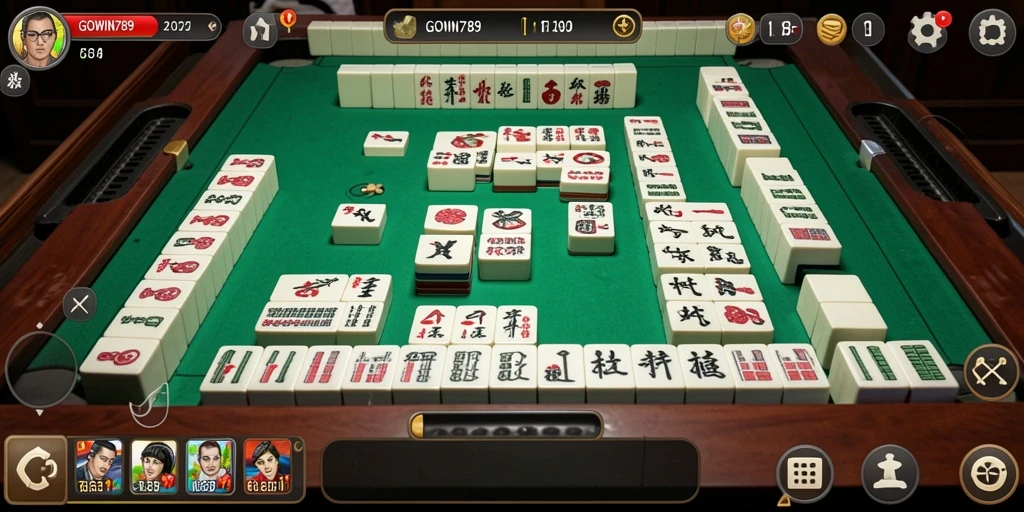 Tampilan gameplay seru dalam GOWIN789 yang menunjukkan keasyikan bermain Mahjong.