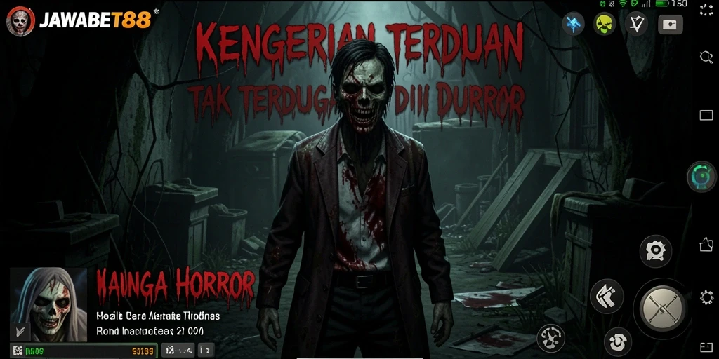 Screenshot gameplay menakutkan dari JAWABET88 di dunia Horror.