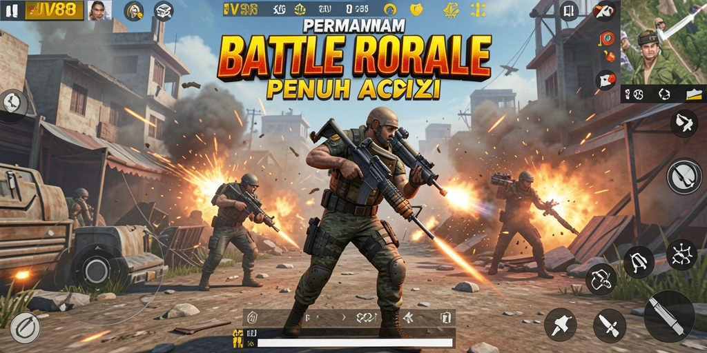 Gambar mendebarkan dari gameplay Battle Royale JV88.