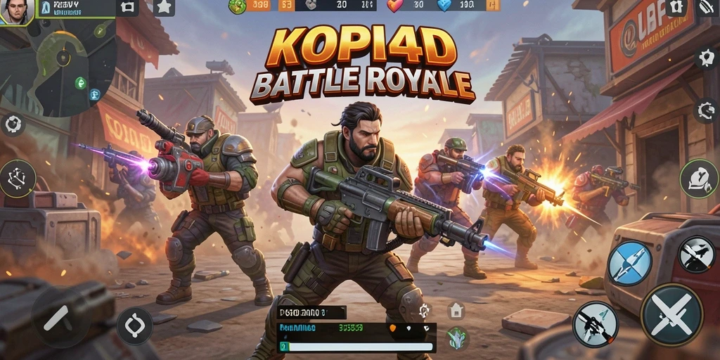 Screenshot KOPI4D menampilkan aksi pertempuran intens di medan perang.