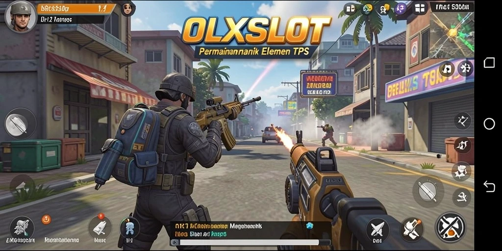 Screenshot gameplay OLXSLOT yang menunjukkan pertempuran seru dalam TPS.