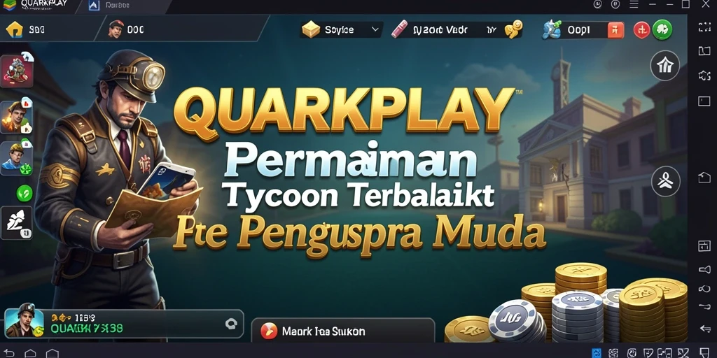 Screenshot gameplay QUARKPLAY menampilkan tindakan pengelolaan bisnis yang dinamis.